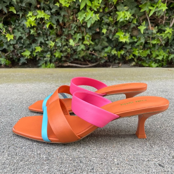 Cult Gaia Roksana colorblock leather sandal in flamingo multi size IT 39.5 NEW